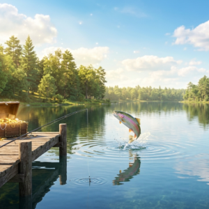 Fishing-themed banner inspired by an outdoor slot game adventure