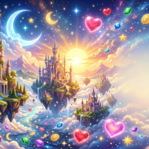 Fantasy celestial banner inspired by an anime-themed online slot adventure
