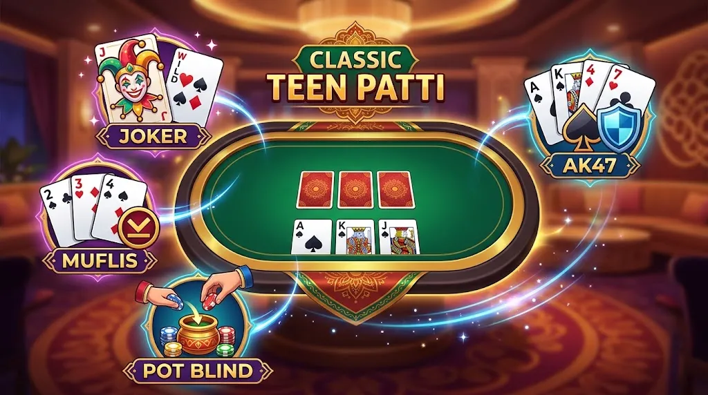 Teen Patti Stars game variations including Joker Muflis and AK47