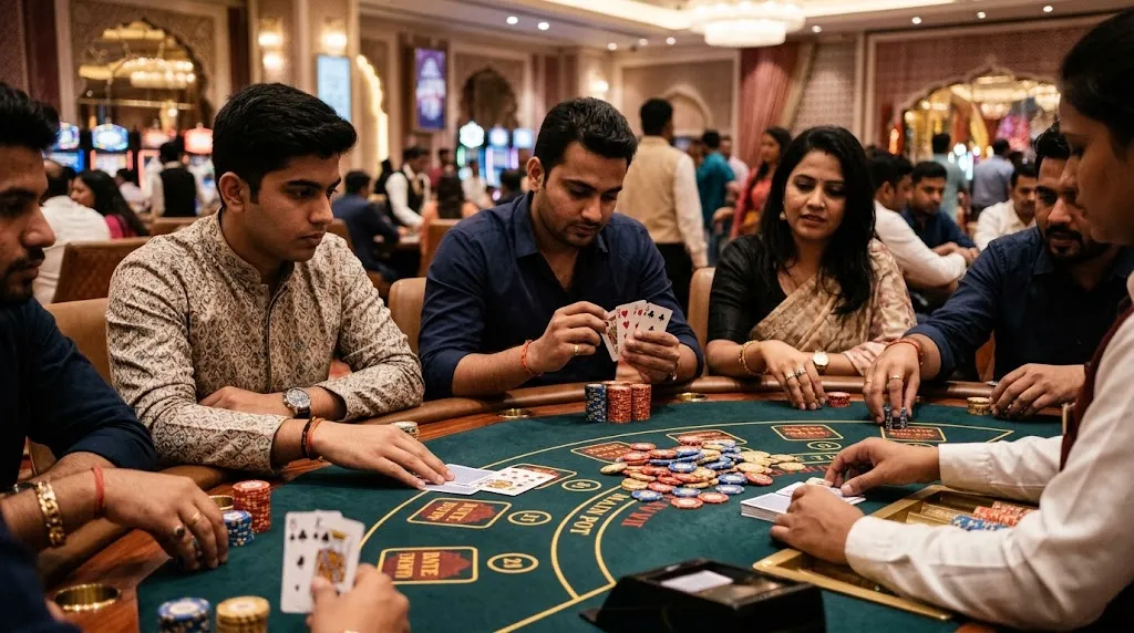 Teen Patti casino blind vs seen players during a betting round