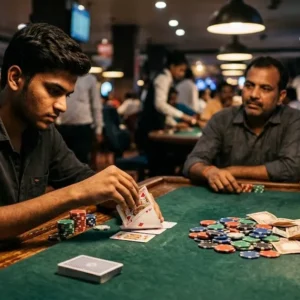 Teen Patti player switching from blind to seen after looking at cards