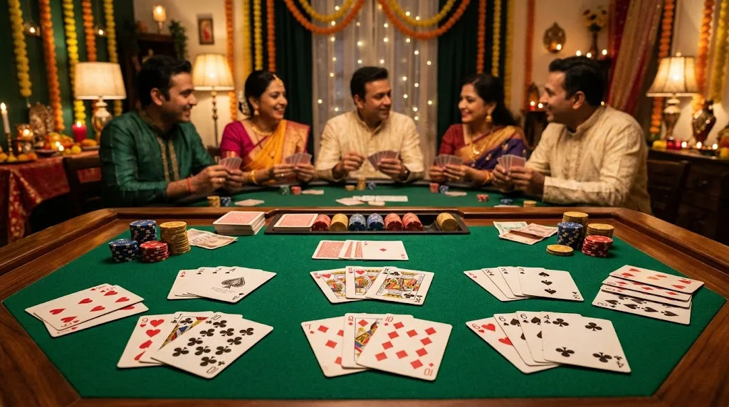 Teen Patti casino card rankings with three-card hands