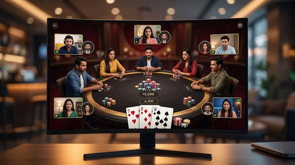 Teen Patti casino multiplayer table with multiple players