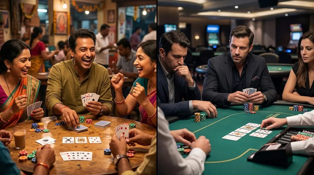 Fast-paced Teen Patti compared with strategic Texas Holdem Poker
